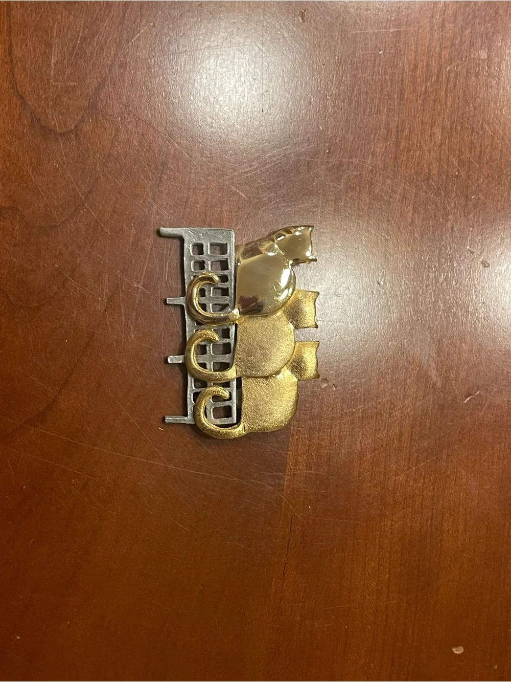 Vintage UltraCraft 80’s Brooch: 3 Cats on a Fence